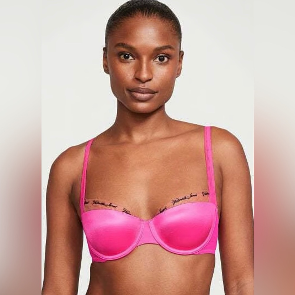 VICTORIA’S SECRET VERY SEXY SMOOTH LOGO EMBROIDERY BALCONET BRA 34DDD PINK NEW